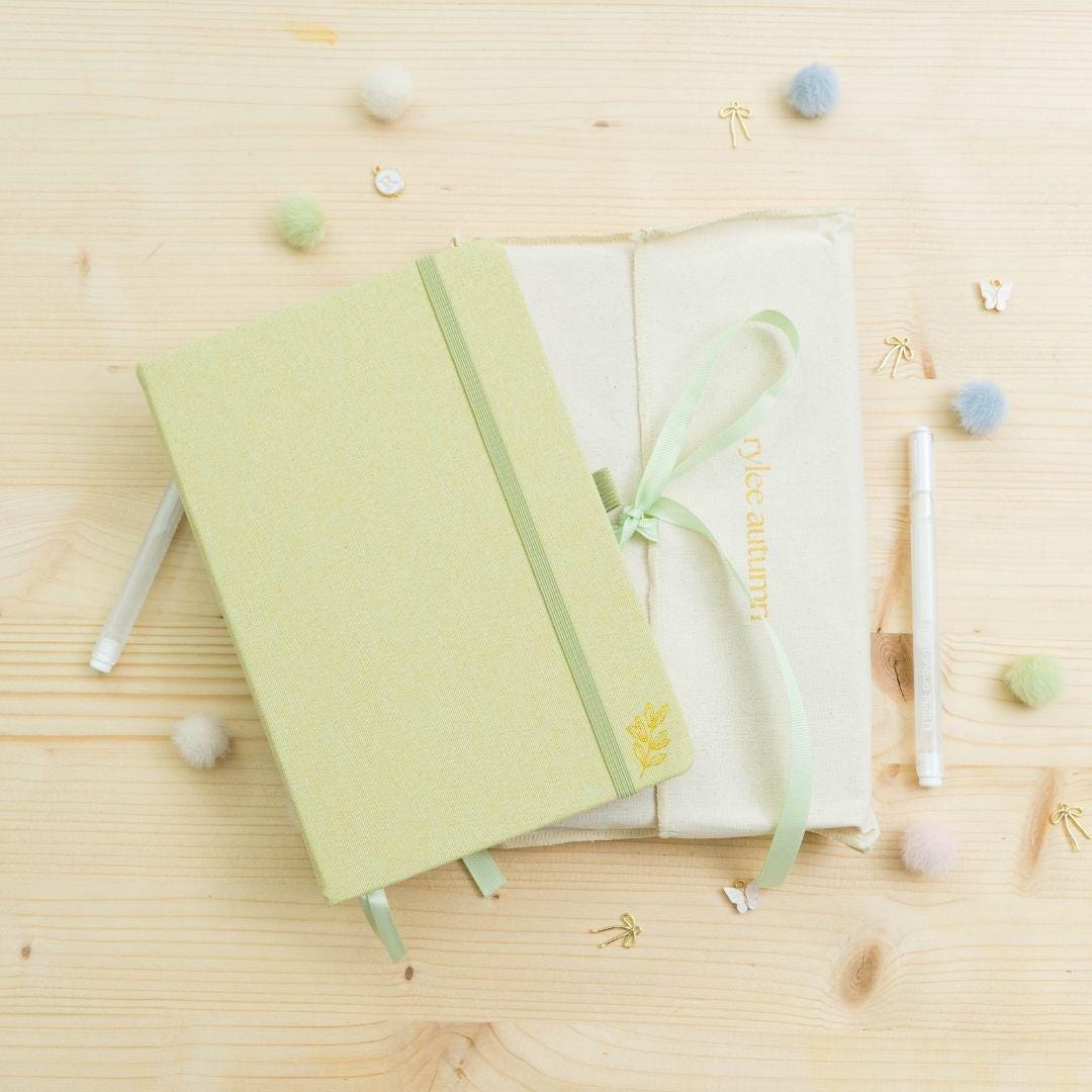 Matcha Pre-Made Bullet-Journal | Undated Hand-Drawn Planner "Matcha" Green